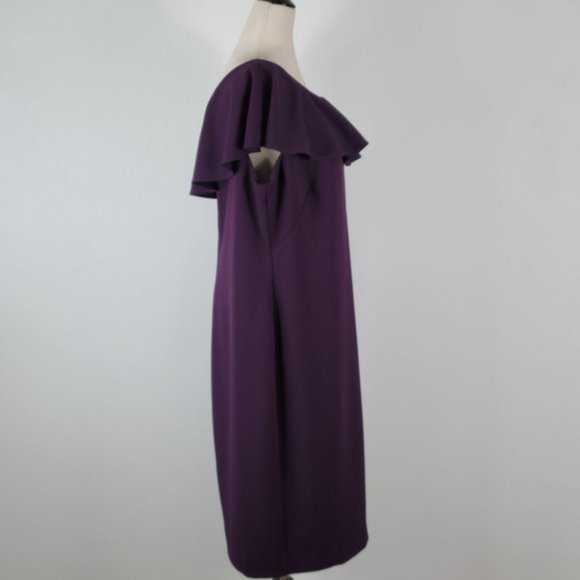 LAUREN RALPH LAUREN sheath asymmetrical neckline dress Sz 14 NEW - Picture 4 of 8